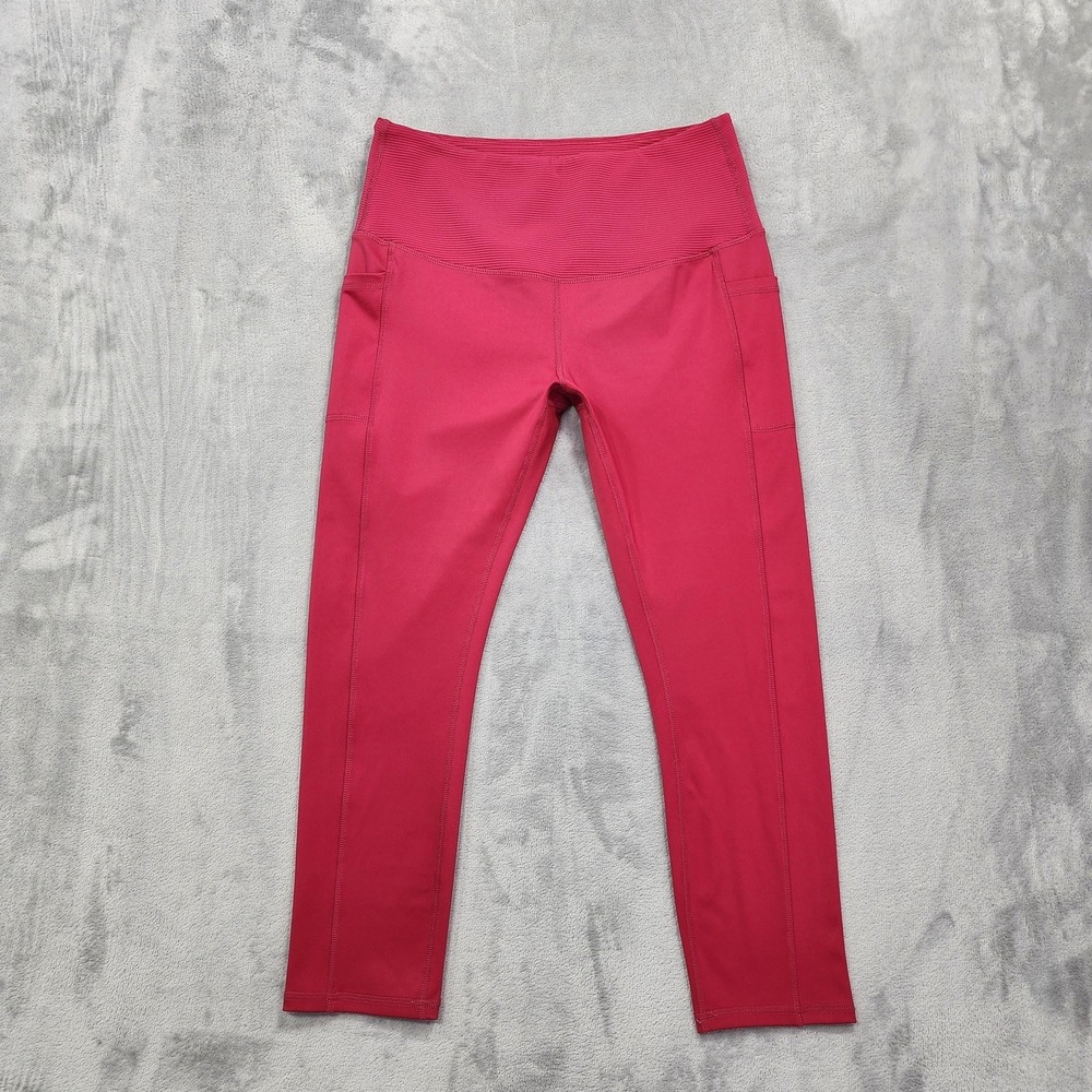 Legend Leggings Womens L RedHigh Rise Capri Pockets Yoga Gym Running Workout